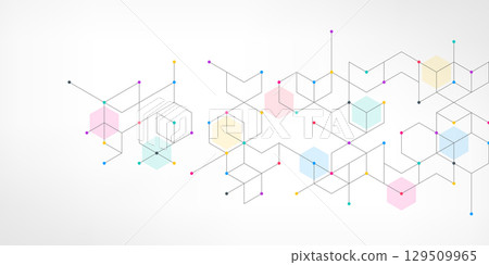Abstract pattern with simple geometric figures and dots 129509965