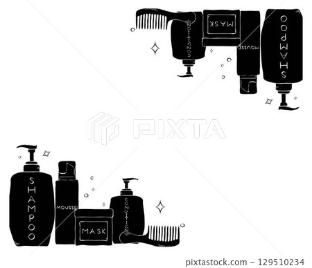 Salon composition Hair treatment rectangle frame. Vector graphic line ink template illustration. Place for your text, logo. Hand drawn fashion elements for package, cosmetic, textile, cards. Salon composition Hair treatment rectangle frame. Vector graphic line ink template illustration. Place for your text, logo. Hand drawn fashion elements for package, cosmetic, textile, cards. 129510234