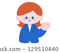 手繪一位身穿西裝的女士在友善地進行導覽 129510840