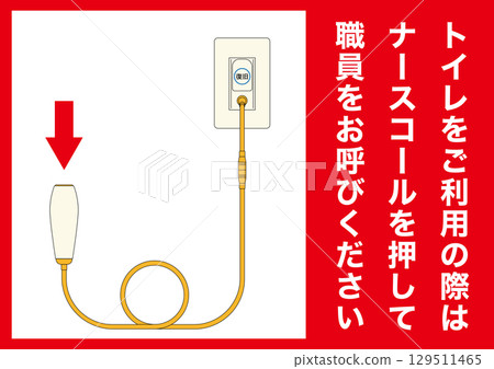 [Medical] Nurse call. Please press the nurse call button when using the restroom. 129511465