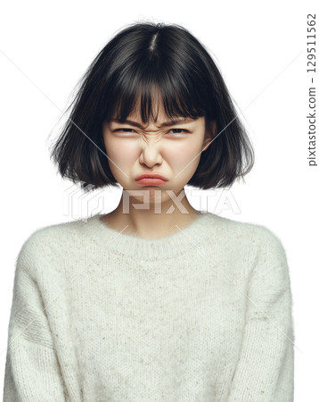 非常憤怒的日本年輕女子 非常憤怒的日本年輕女子 129511562