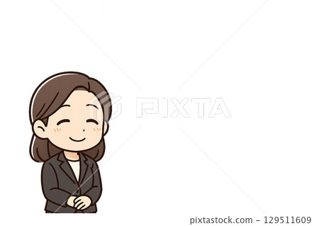 資深女員工面帶善意微笑傾聽談話的插圖 129511609