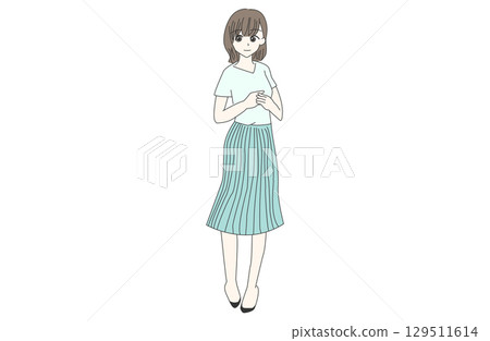 穿著夏裝的微笑女人的插圖 129511614