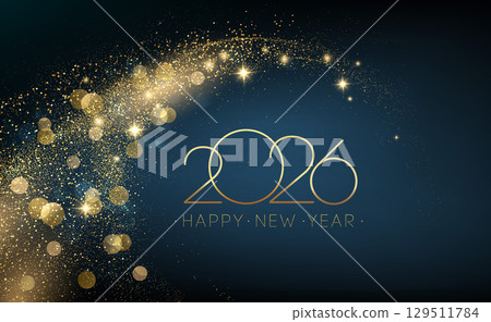 2026 Merry Christmas and Happy New Year Abstract Shiny Gold Glitter Wave Background. Bokeh and Confetti Design Element for Banner, Poster, Website Congratulations. 2026 Merry Christmas and Happy New Year Abstract Shiny Gold Glitter Wave Background. Bokeh and Confetti Design Element for Banner, Poster, Website Congratulations. 129511784