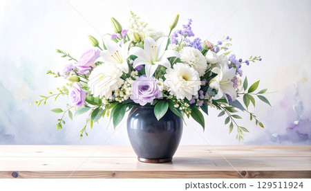 書桌上的白菊花 129511924