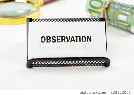 Concept word OBSERVATION. Concept of success, growth and performance improvement 129512061