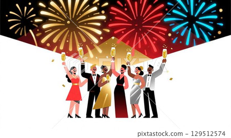 happy new year fireworks 129512574