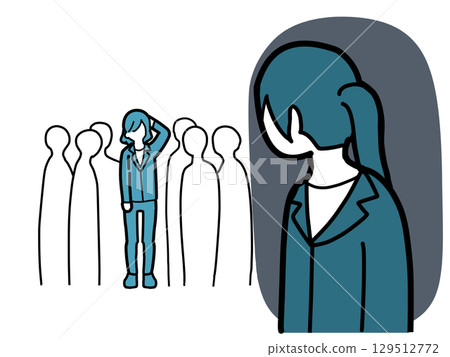 A woman being praised and a female office worker who envies her A woman being praised and a female office worker who envies her 129512772