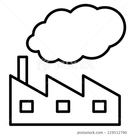 Factory and smoke simple icon Factory and smoke simple icon 129512790