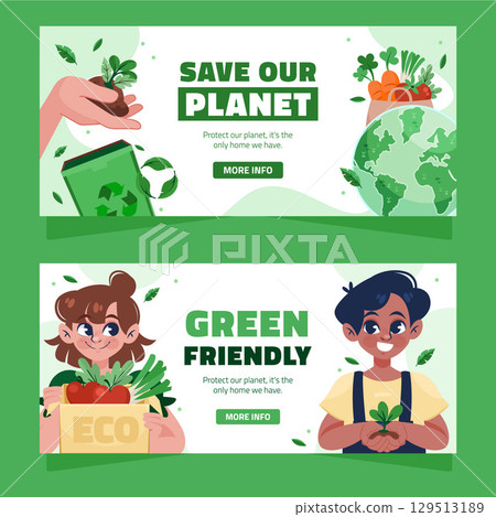 Flat Save Our Planet banners Collection 129513189