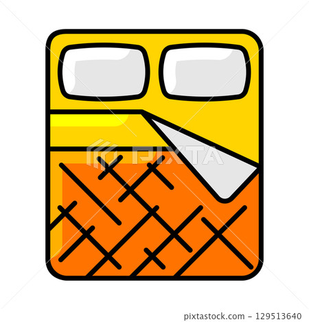 Bed sheets icon. Home decor element thin line illustration. 129513640