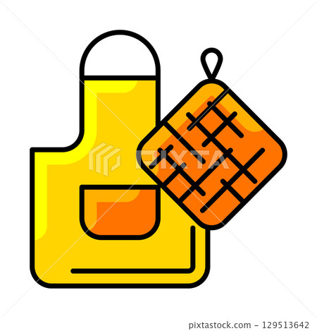 Apron and potholder icon. Home decor element thin line illustration. 129513642