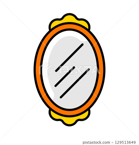 Oval mirror icon. Home decor element thin line illustration. Oval mirror icon. Home decor element thin line illustration. 129513649