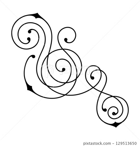 Line curl element. Modern decorative linear vignette. Line curl element. Modern decorative linear vignette. 129513650