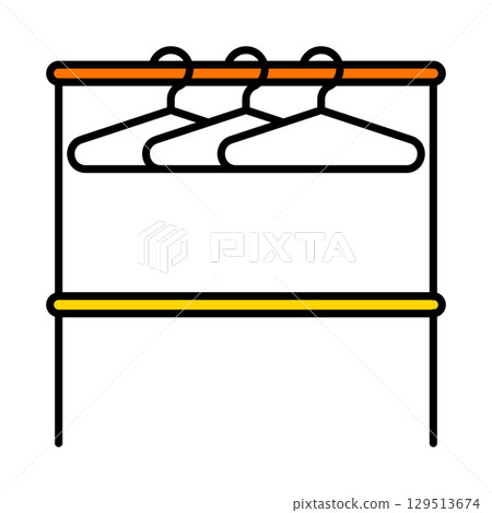 Clothes hangers icon. Home decor element thin line illustration. 129513674