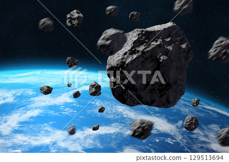 Earth and Asteroids. Falling Meteorites in the Earth's atmosphere. Earth and Asteroids. Falling Meteorites in the Earth's atmosphere. 129513694