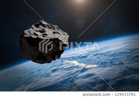 Asteroid and planet Earth. 129513701