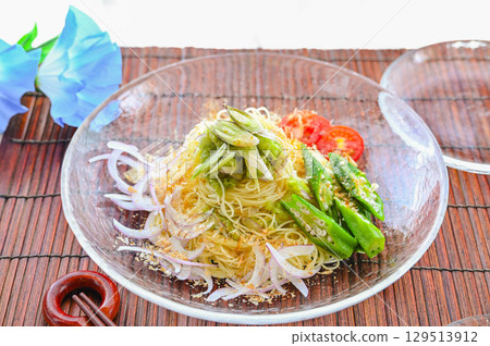 Grated Cucumber Summer Vegetable Cold Pasta 129513912