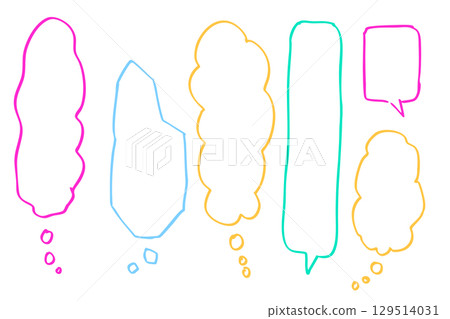 Colorful and cute vertical hand-drawn style speech bubble set Colorful and cute vertical hand-drawn style speech bubble set 129514031