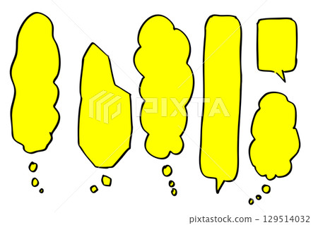 Yellow vertical hand-drawn style speech bubble set Yellow vertical hand-drawn style speech bubble set 129514032