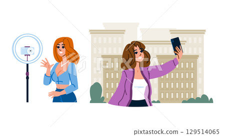 travel blogger influencer woman vector 129514065