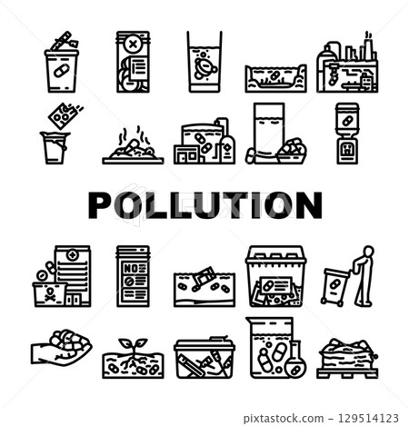 pharmaceutical pollution ecosystem icons set vector pharmaceutical pollution ecosystem icons set vector 129514123