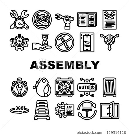 assembly setup product icons set vector assembly setup product icons set vector 129514128