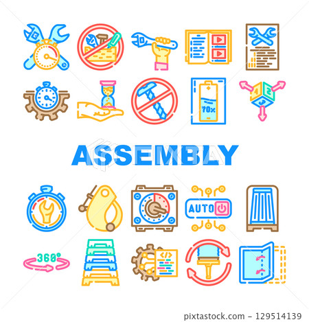 assembly setup product icons set vector assembly setup product icons set vector 129514139