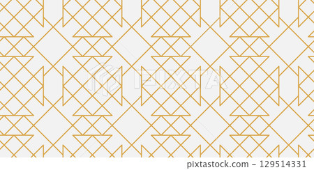 Gold geometric seamless pattern. Repeating fancy background. Abstract golden lattice for design prints. Elegant diamond shapes. Vector illustration.  129514331