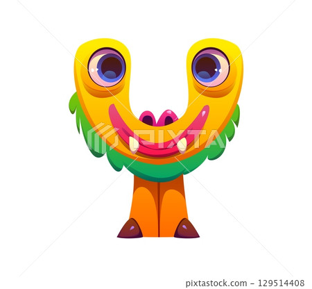 Crazy monster character cartoon font letter Y. Crazy horror creature kids ABC type sign, spooky fantasy scarecrow vector English alphabet element. Strange bugaboo, monster character font symbol Crazy monster character cartoon font letter Y. Crazy horror creature kids ABC type sign, spooky fantasy scarecrow vector English alphabet element. Strange bugaboo, monster character font symbol 129514408