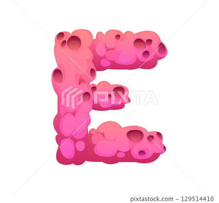Cartoon underwater font corals letter E. Ocean nature animal ABC font element, underwater wildlife creature isolated vector latin typeset letter or aquatic life English alphabet symbol Cartoon underwater font corals letter E. Ocean nature animal ABC font element, underwater wildlife creature isolated vector latin typeset letter or aquatic life English alphabet symbol 129514410