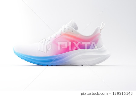 Modern Gradient Running Sneaker on White Background 129515143