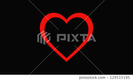 Red heart is shown on a black background Red heart is shown on a black background 129515195