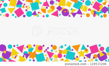 Colorful background with many shapes and a white line 129515206