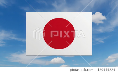 Red circle on a white background with a blue sky in the background. The red circle is the flag of Japan Red circle on a white background with a blue sky in the background. The red circle is the flag of Japan 129515224