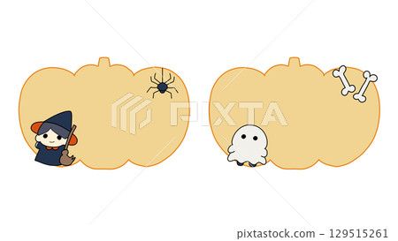 萬聖節可愛的女巫、鬼和南瓜 129515261