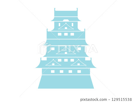 Blue silhouette Osaka Castle illustration 129515538