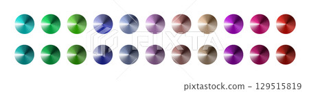 Metal gradient. Multi colored radial gradient set. Collection of shiny foil in rainbow colors palette. Vector Metal gradient. Multi colored radial gradient set. Collection of shiny foil in rainbow colors palette. Vector 129515819