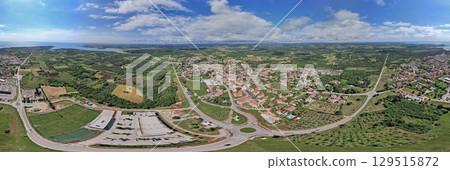 Panoramic aerial drone view of Tar, Istria, Croatia 129515872