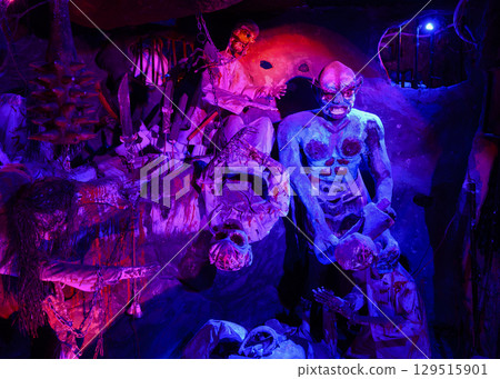 Sculptures of the characters of hell as they are represented in the Buddhist religion 129515901