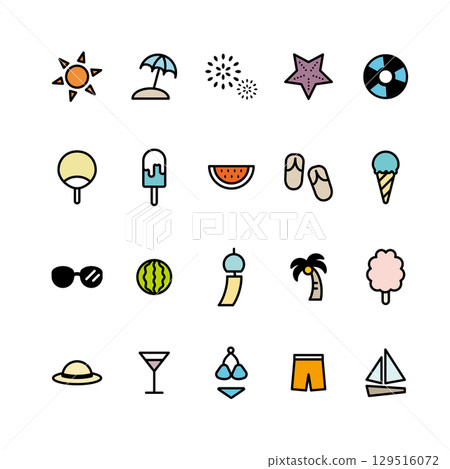 Fun summer icon set Fun summer icon set 129516072