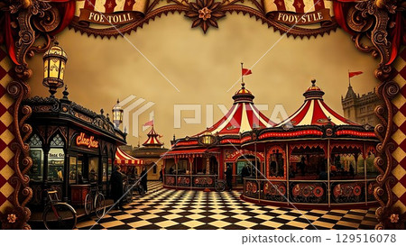 Circus in checkerboard frame 129516078