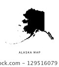 Alaska black map icon isolated on white background. Black map. State of Alaska. Vector illustration.  129516079