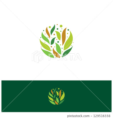 Colorful round Leaf logo vector plant eco green symbol template Colorful round Leaf logo vector plant eco green symbol template 129516338
