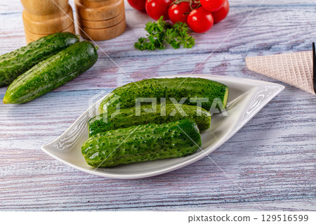 Homemade lightly salted cucumbers snack Homemade lightly salted cucumbers snack 129516599