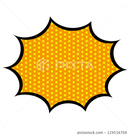 Simple speech bubble illustration, spiky, dot pattern Simple speech bubble illustration, spiky, dot pattern 129516708