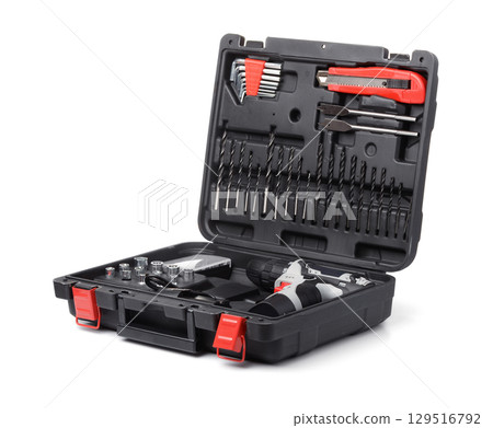 Tool box with electric cordless drill set 129516792