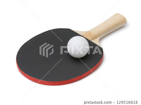 Ping pong racket and ball 129516818
