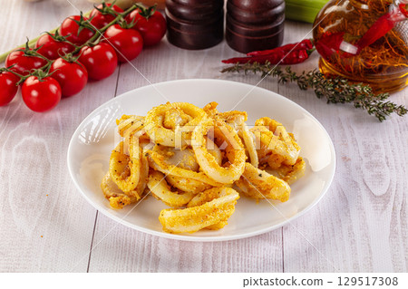 Roasted squid rings snack appetizer 129517308