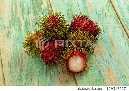 Organic tropical sweet Rambutan fruit 129517317